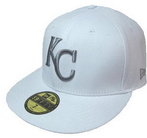 KC ROYALS WHITE/GREY FITTED